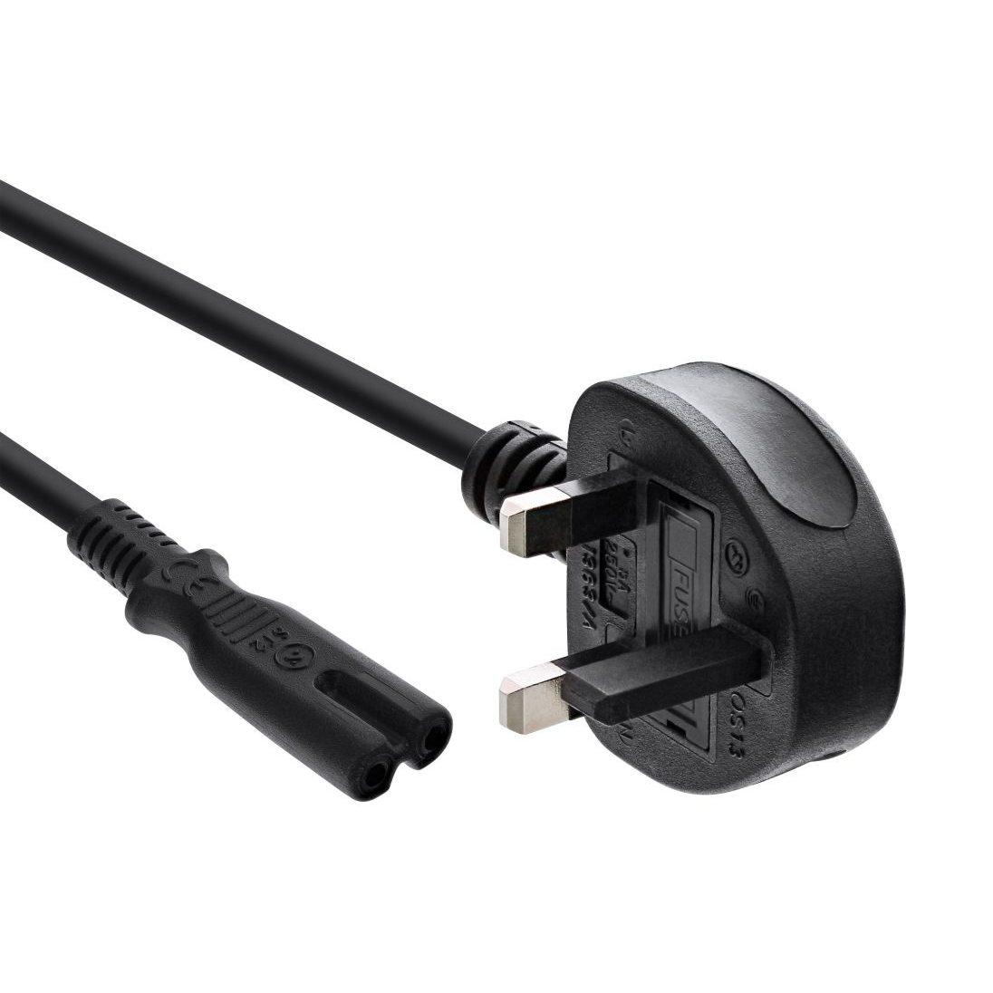 Stromkabel für GROSSBRITANNIEN + IRLAND mit 2-pol. Euro-8-Stecker