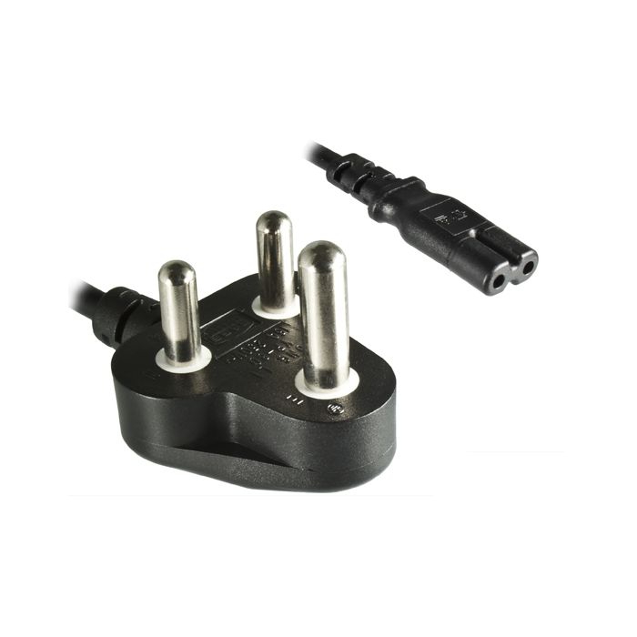 Stromkabel für SÜDAFRIKA mit 2-pol. Euro-8-Stecker (auch für Indien)