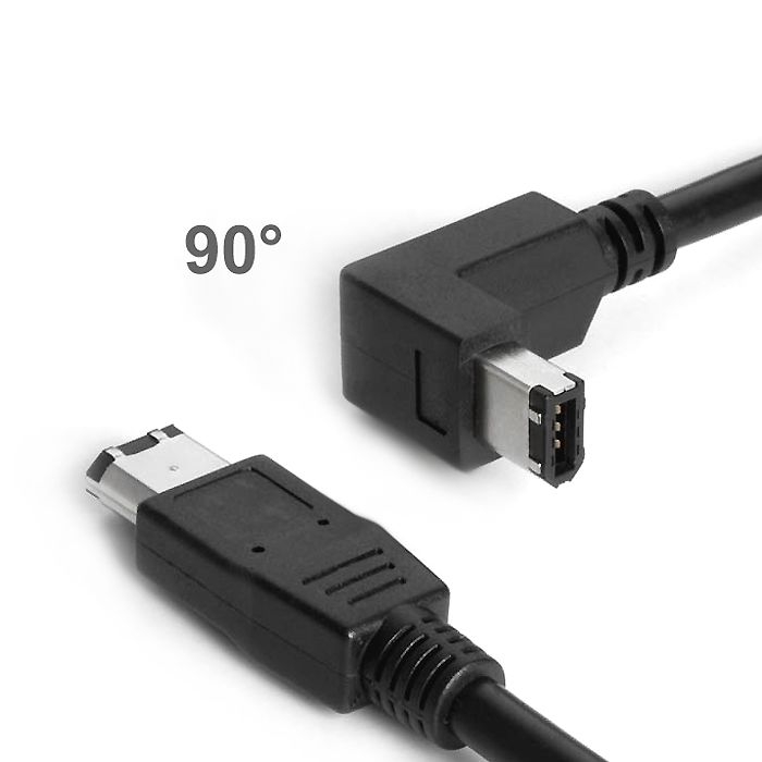 Firewire Kabel 6-6 1x gewinkelt UNTEN 10m SCHWARZ