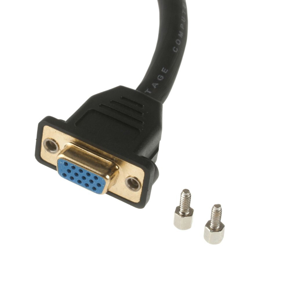 Montagebuchse VGA für Einbau 2x HD-DSub-15 Buchse GOLD mit Kabel 20cm