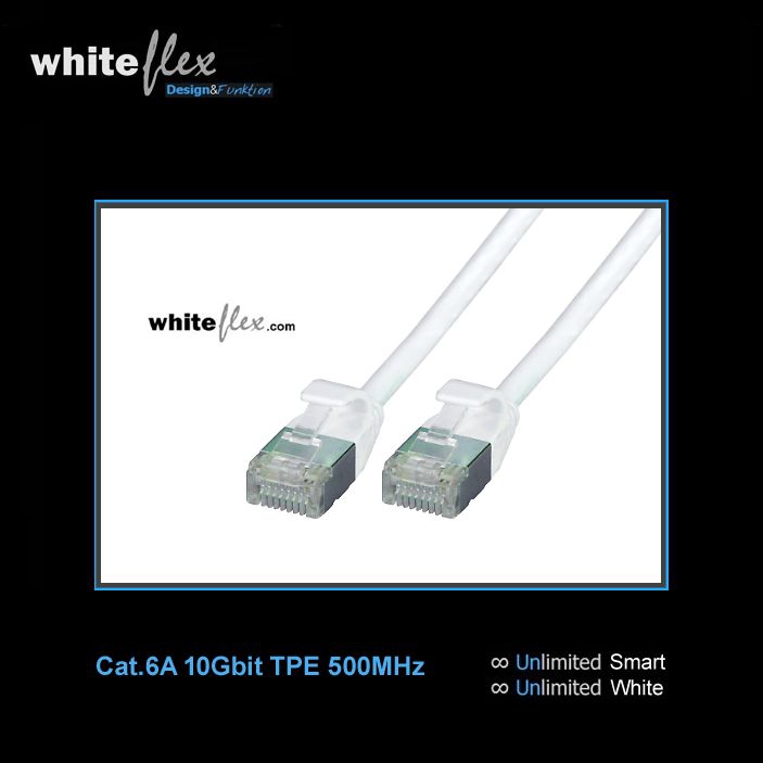 WHITEFLEX Cat.6A Patchkabel TPE weiss + flexibel 15cm