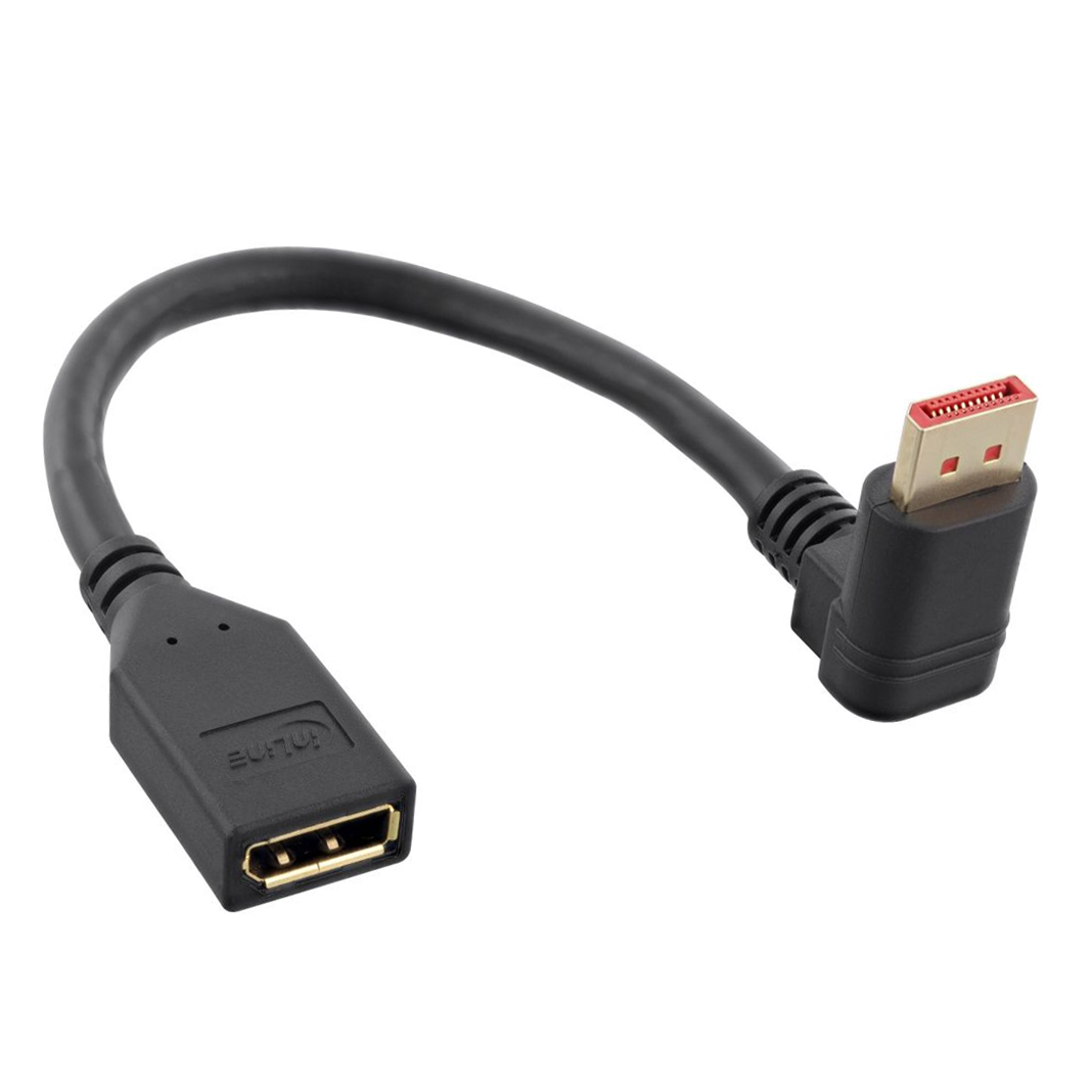 DisplayPort™ Verlängerung, 90° NACH UNTEN abgewinkelter Stecker, 8K4K, 15cm