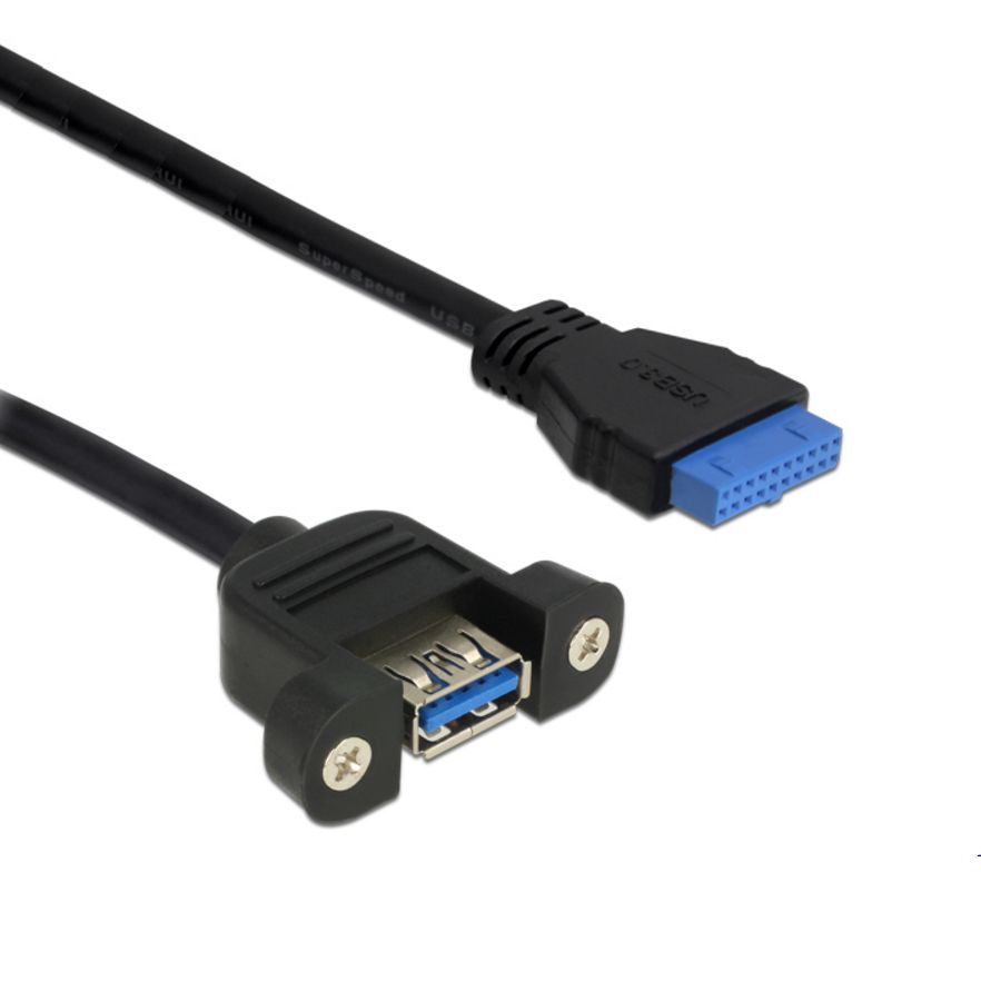 USB 3.0 Montagekabel A-Buchse anschraubbar an Boardstecker 50cm
