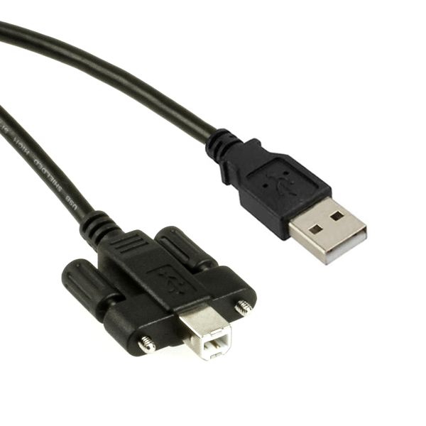 USB 2.0 Kabel, B Stecker mit Schrauben an A Stecker normal, 2m