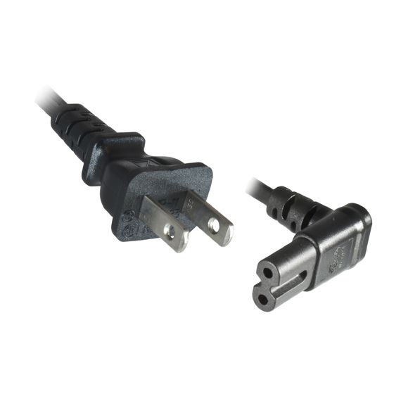 Stromkabel für USA + KANADA mit 2-pol. Euro-8-Stecker WINKEL