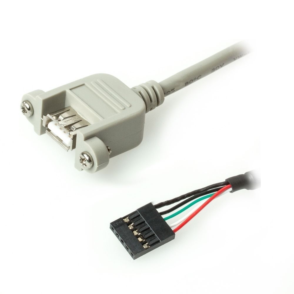 USB 2.0 A Buchse anschraubbar an 5-Pol Boardstecker, Kabel 35cm