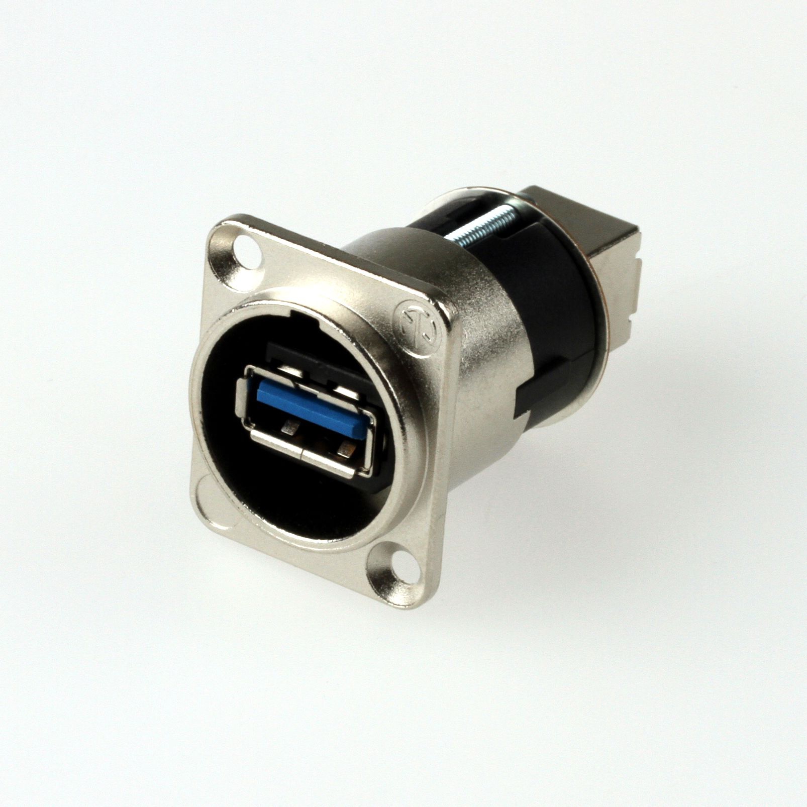 USB 3.0 Einbauadapter von NEUTRIK, D-Gehäuse Metall, silber