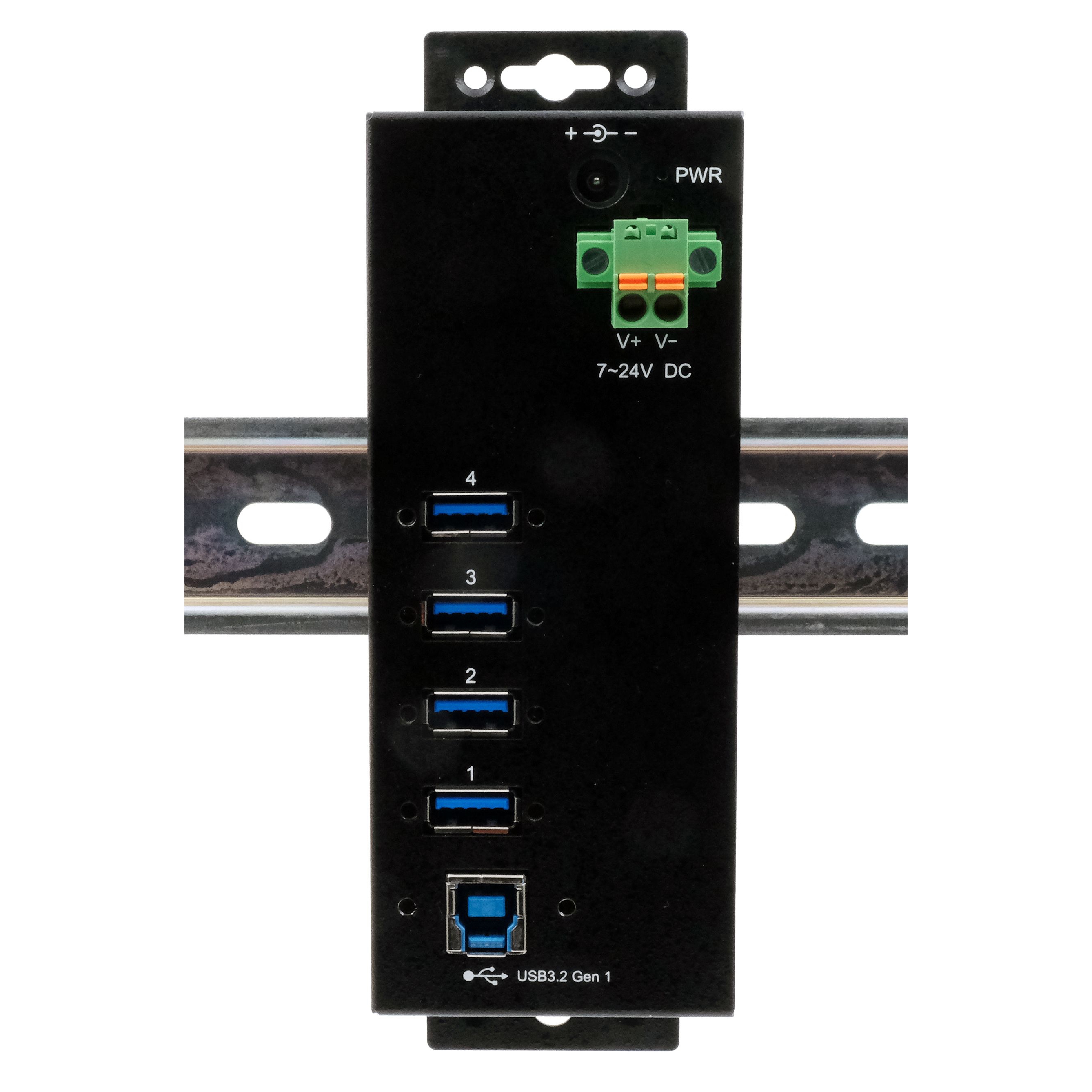 USB 3.0 HUB mit 4 Ports als DIN-RAIL-Version im Metall-Gehäuse, EX-1186HMVS-2