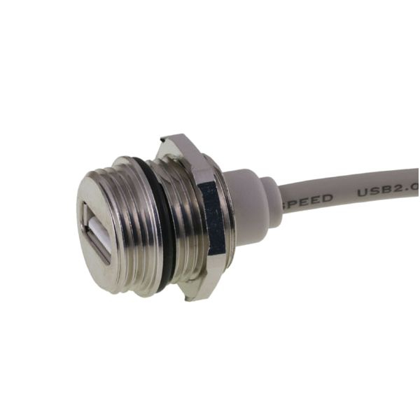 USB 2.0 Montagekabel A-Buchse mit Kappe IP67 auf A-Stecker 25cm