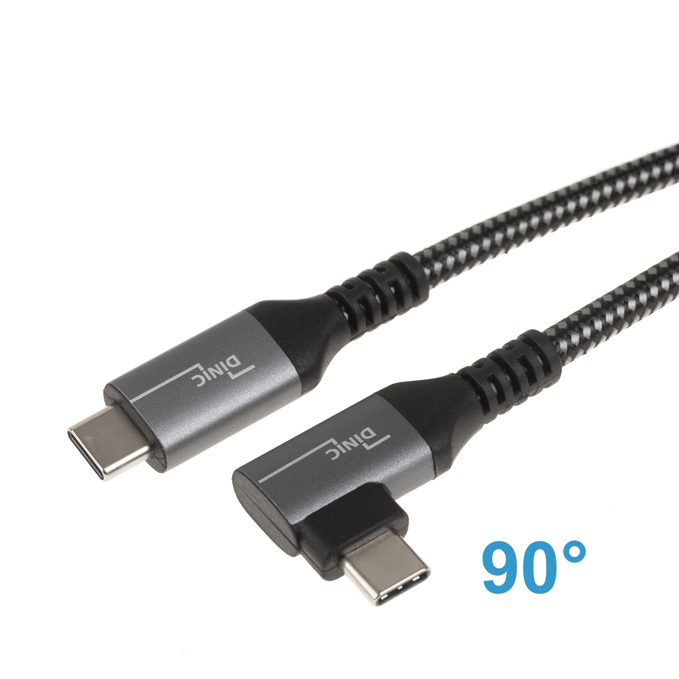 USB 4.0 Kabel, 1x Type-C™ Stecker 90° gewinkelt, 40 Gbps, PD 240 Watt, 8K, 1m