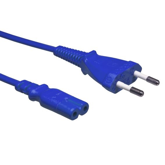 2-pol. Stromkabel mit EURO-8-Stecker BLAU 180cm