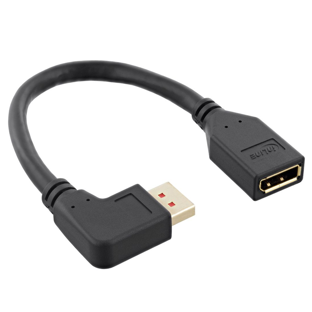 DisplayPort™ Verlängerung, 90° NACH LINKS abgewinkelter Stecker, 8K4K, 15cm