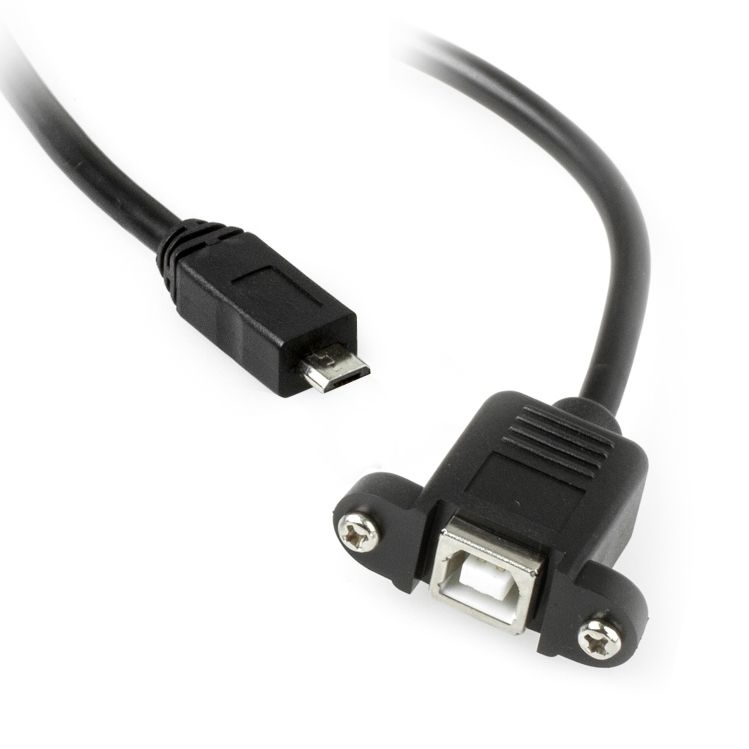 USB-Montagekabel B-Buchse anschraubbar auf MICRO-B-Stecker 30cm