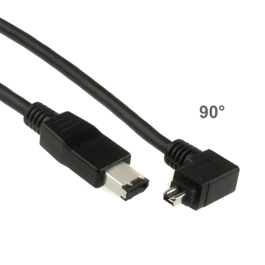 Firewirekabel 4-polig auf 6-polig, 4-poliger Stecker 90° LINKS abgewinkelt, 2m