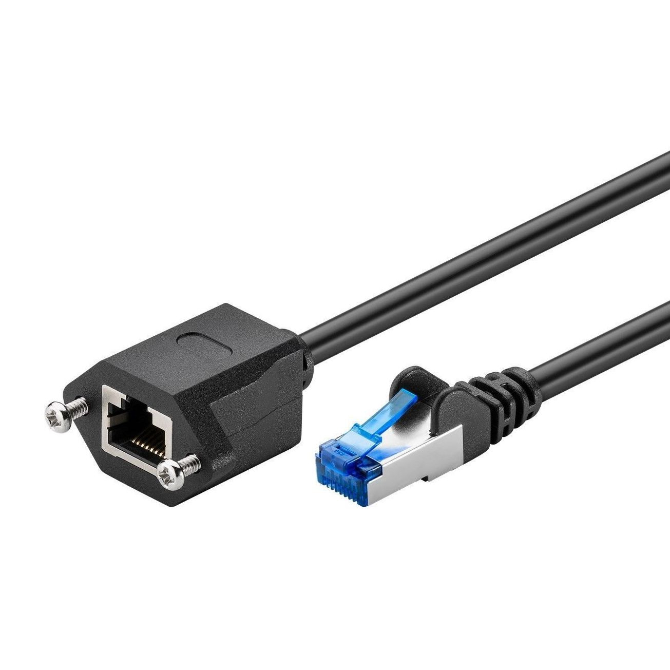 Cat. 6A Montagekabel, RJ45-Einbaubuchse anschraubbar an RJ45-Stecker, 1m