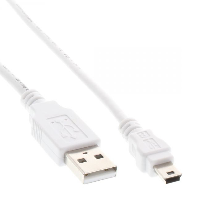USB-Kabel A an Mini B in WEISS 50cm
