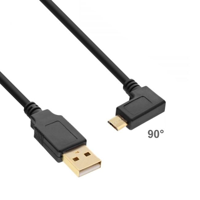 Abgewinkeltes MICRO-USB-Kabel: A-Stecker auf Micro-B 90° WINKEL RECHTS 1m