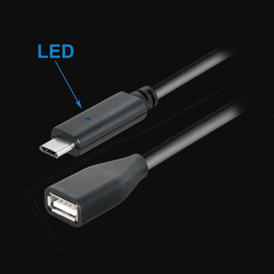 Kabel USB 3.1 Type-C™ Stecker mit LED auf USB 2.0 A Buchse 20cm