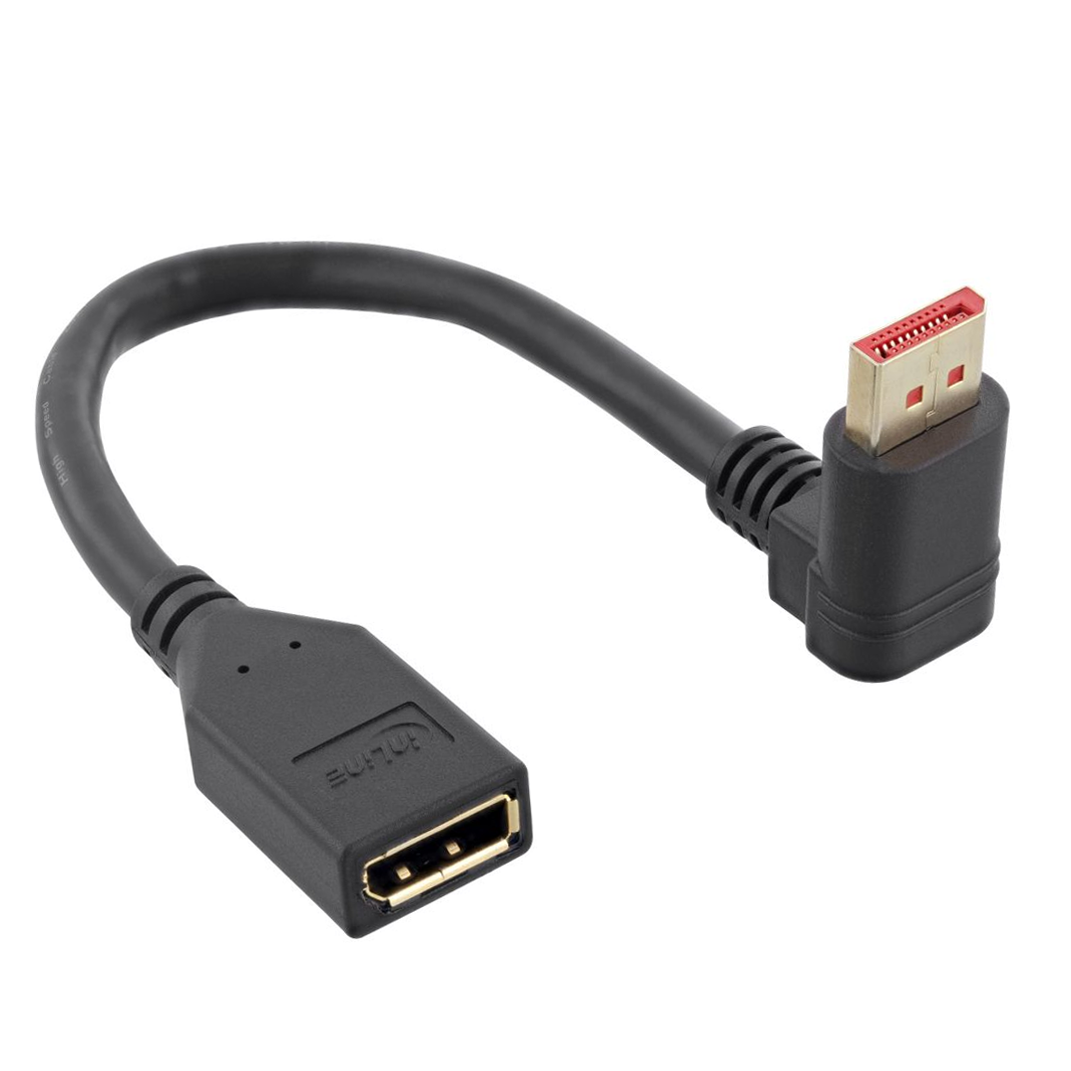 DisplayPort™ Verlängerung, 90° NACH OBEN abgewinkelter Stecker, 8K4K, 15cm