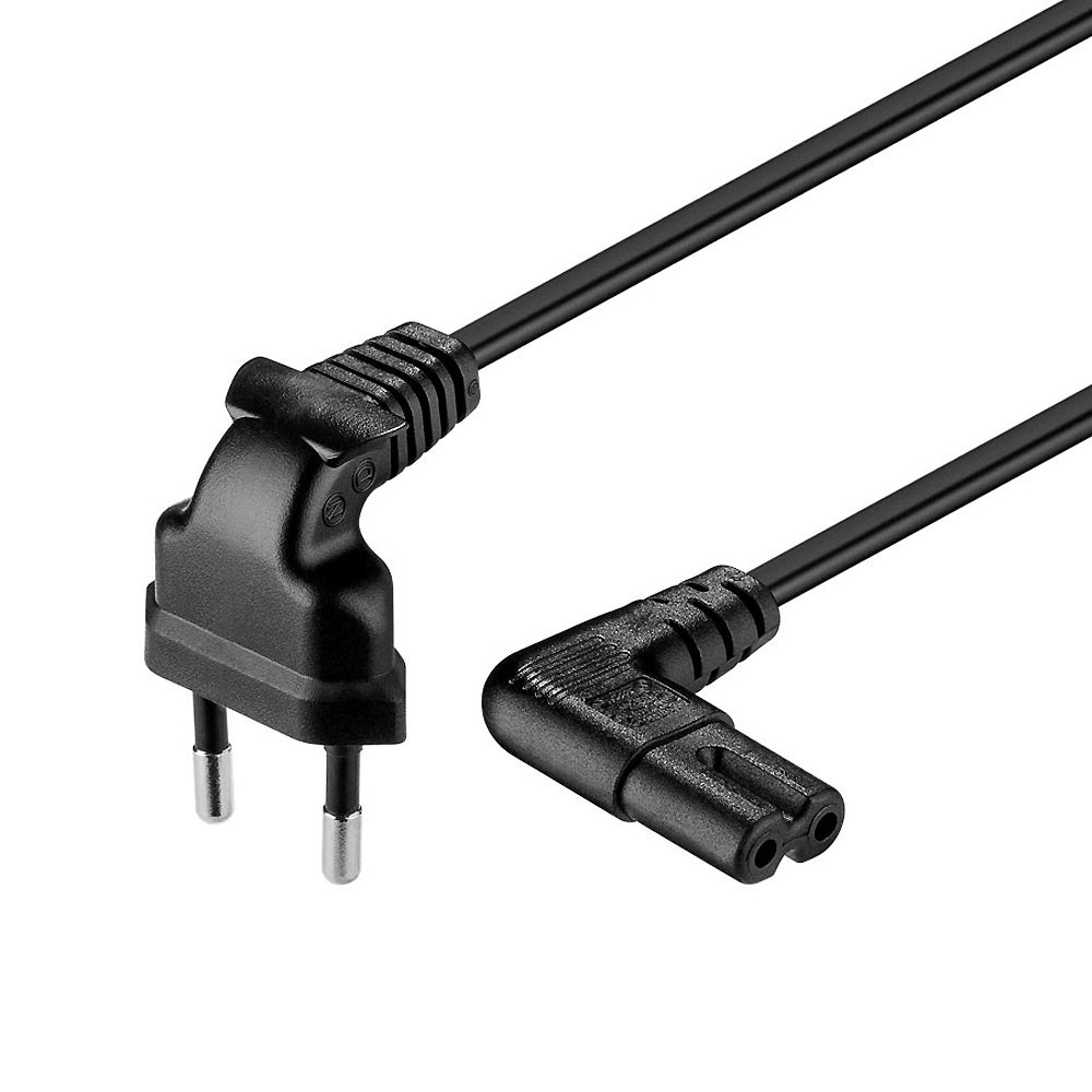 2-pol. Stromkabel mit EURO-8-Stecker BEIDSEITIG GEWINKELT 30cm