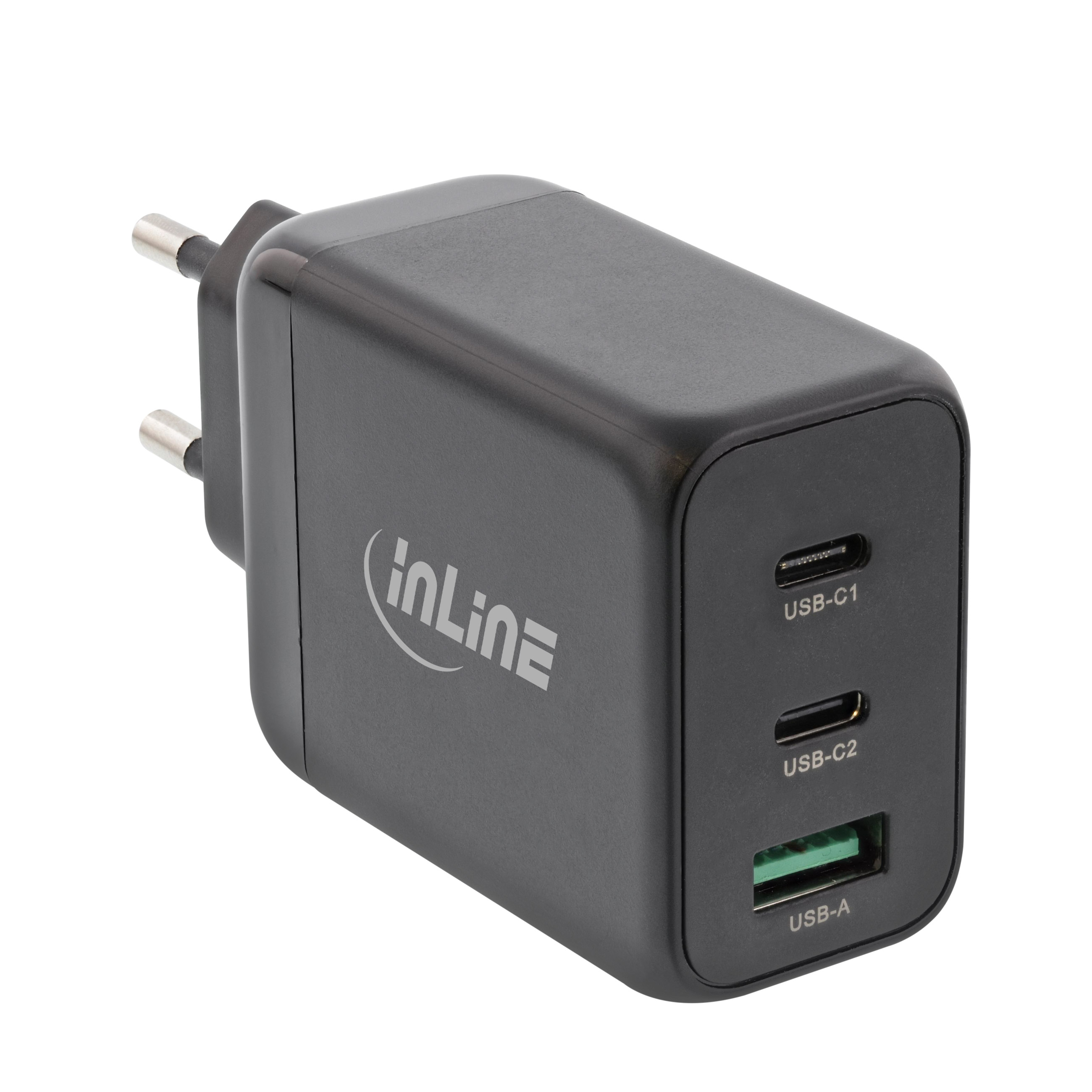 USB Netzteil mit hocheffizienter GaN Technologie, 3-Port, Dual USB-C + USB-A, 65W