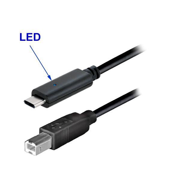 USB-Kabel Type-C™ Stecker mit LED auf B Stecker 1m