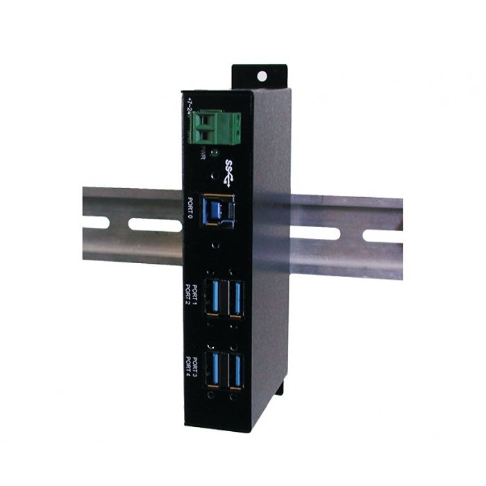USB 3.0 HUB mit 4 Ports als DIN-RAIL-Version im Metall-Gehäuse, EX-1185HMVS-2