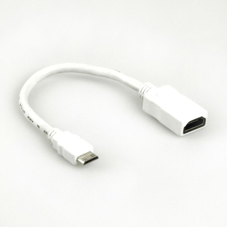 Adapter Mini HDMI C Stecker auf HDMI A Buchse WEISS 20cm