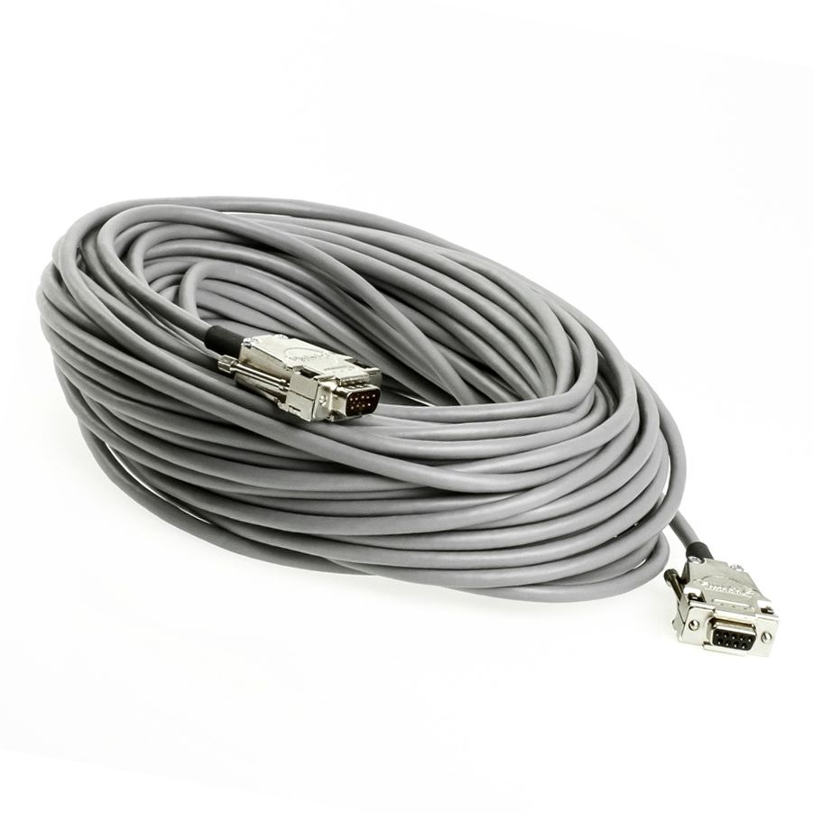 Serielles Kabel DSub-9-Stecker an DSub-9-Buchse, 30m, Metallstecker