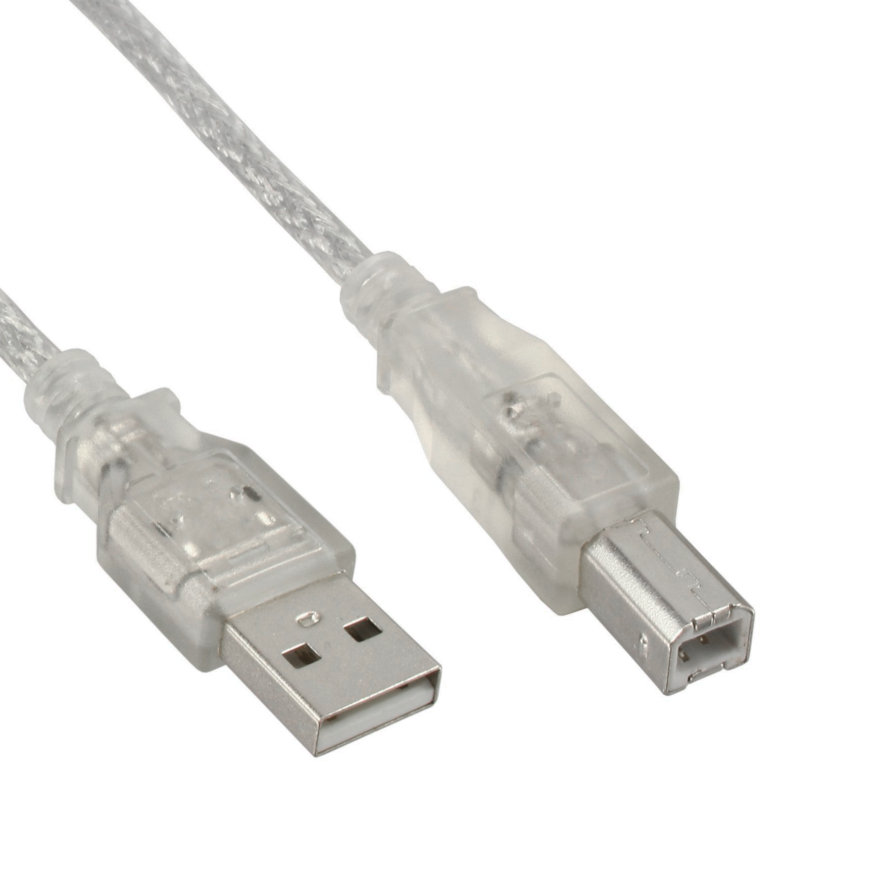 USB-Kabel PREMIUM-QUALITÄT USB 2.0  A-auf-B silber-transparent 2m