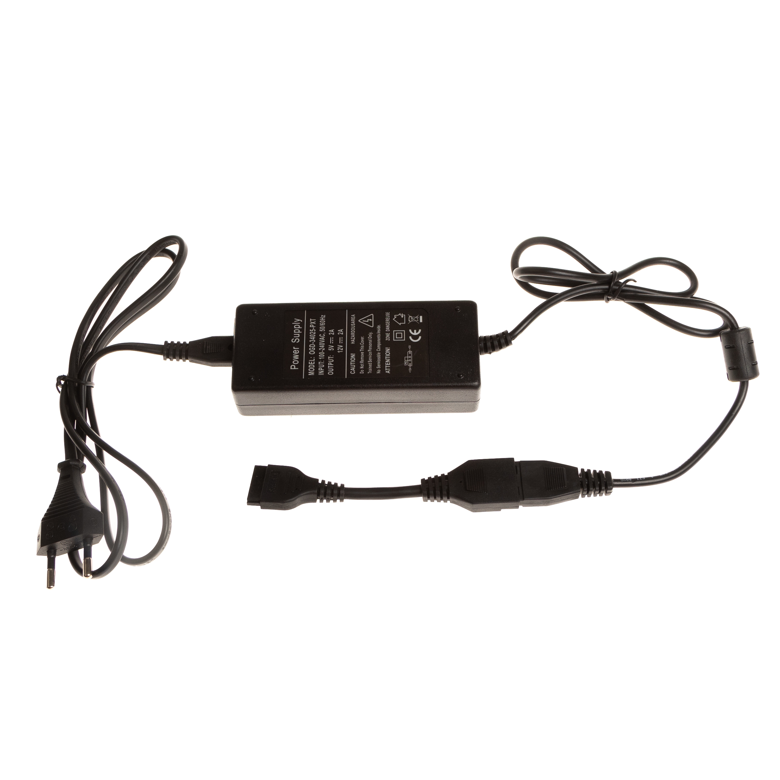 Netzteil +5 +12V mit Molex u. SATA-Powerstecker, z.B. für Festplatten