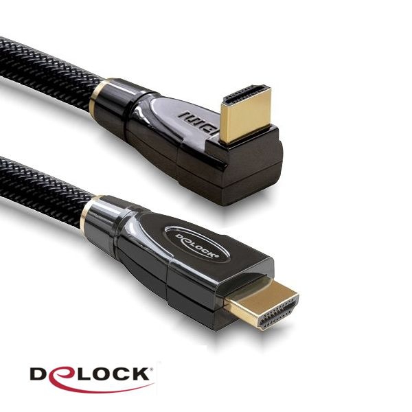 90° gewinkeltes HDMI-Kabel in Premium-Qualität mit Stoff-Ummantelung, 1m
