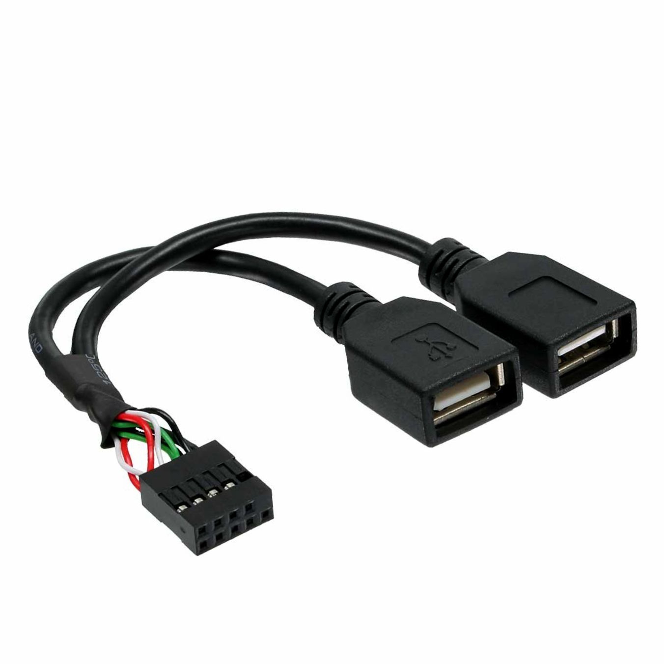 USB 2.0 Adapterkabel 2x A-Buchse an 10pol Pfostenfeld