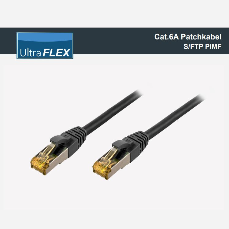Cat.6a ULTRA FLEX Netzwerkkabel LSZH S/FTP flexibel schwarz 15cm