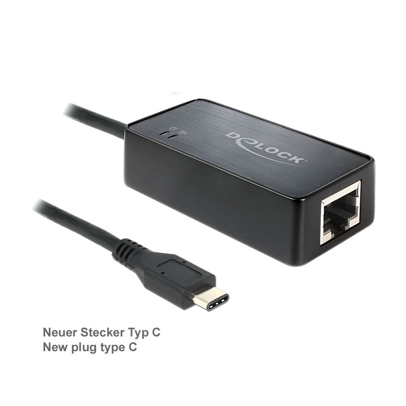 USB Ethernet Adapter USB 3.1 mit Stecker Typ C, DELOCK 62642