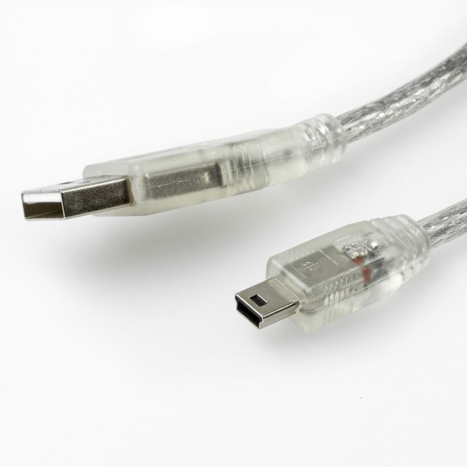 Kurzes Mini B USB-Kabel silber-transparent 60cm