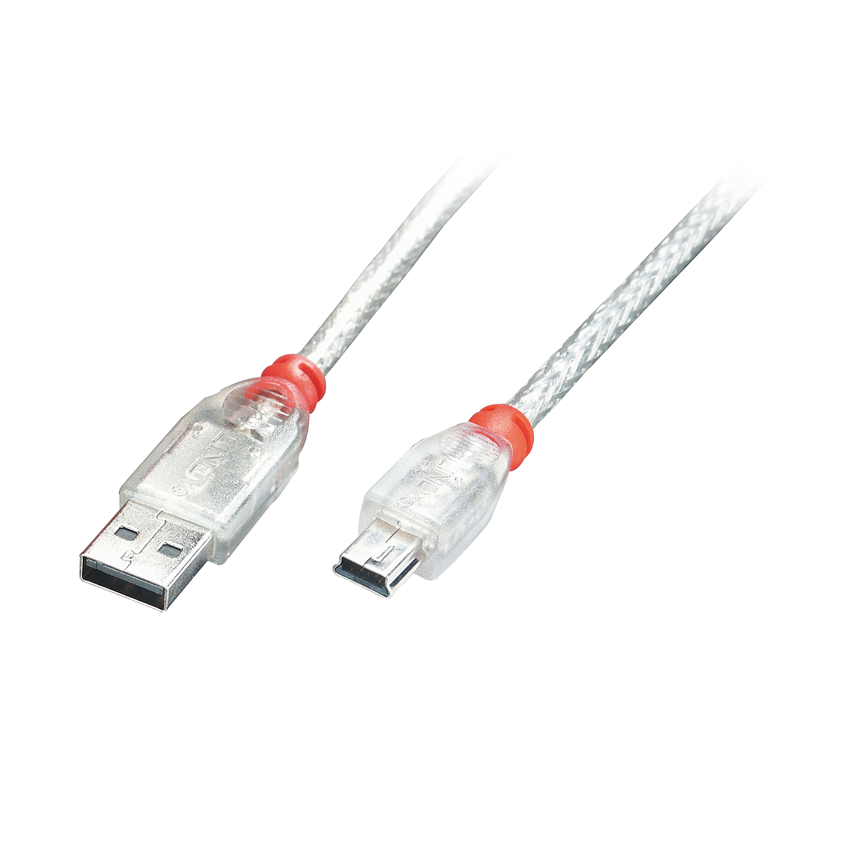 Mini B USB-Kabel PREMIUM silber-transparent 1m