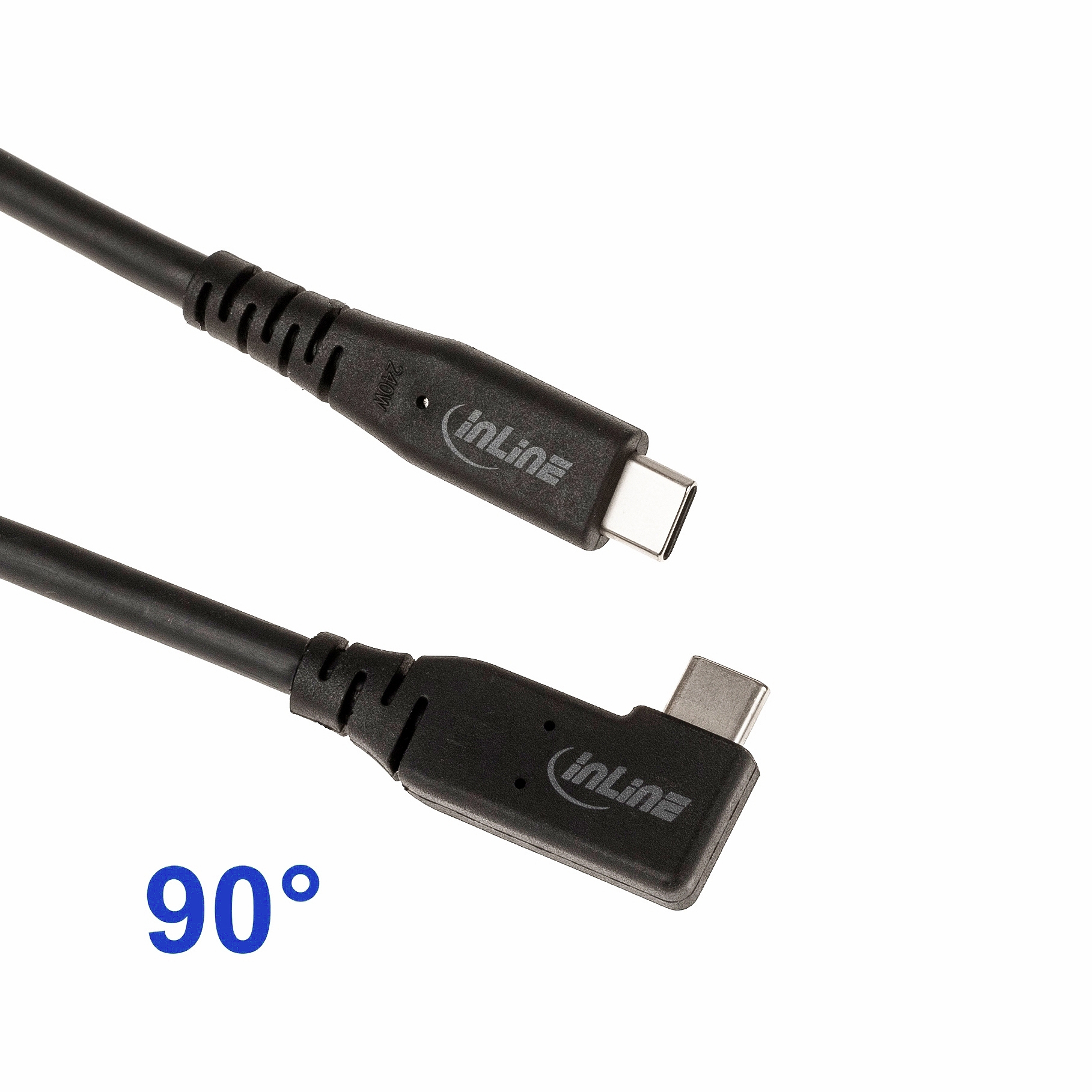 USB 4.0 Kabel, TPE, 1x Type-C™ Stecker 90° gewinkelt, 40 Gbps, PD 240 Watt, 8K, 50cm